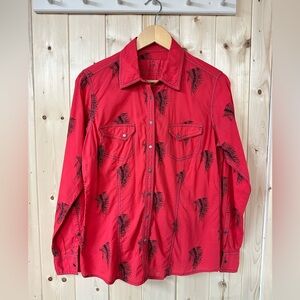 Barnfly Trading Southwestern Top Size M Red Native Western Rodeo Stampede